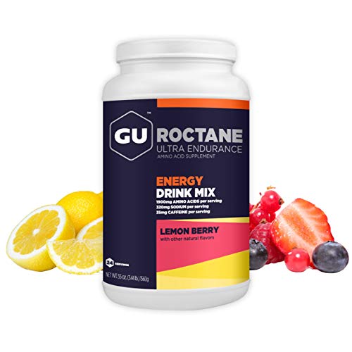مشروب الطاقة GU Energy Roctane Ultra Endurance Mix نباتي خالي من الغلوتين كوشير خالي من الكافيين وخالي من الألبان طاقة جاهزة لأي تمرين 344 رطل ليمون توت بري